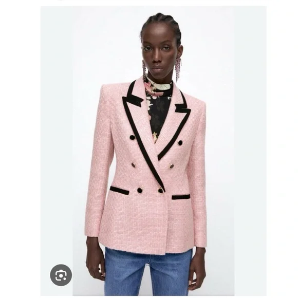 Tweed Blazer Zara Pink Double Breasted Blazer Zara Pink Blazer